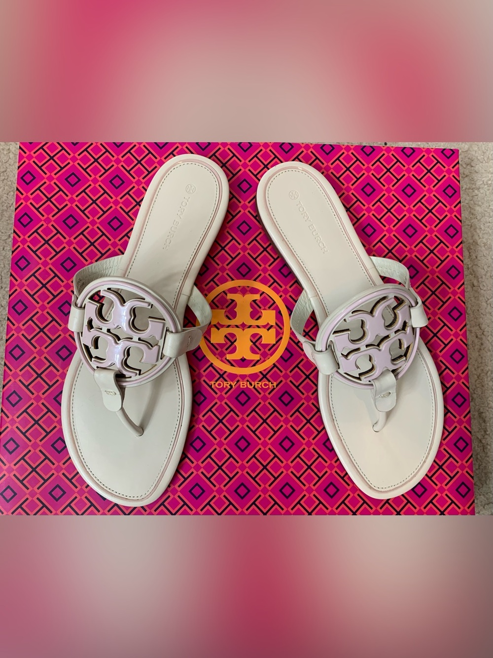 Tory Burch NWT Miller sandals- cream & seashell pink Size 9.5 - Picture 4 of 9